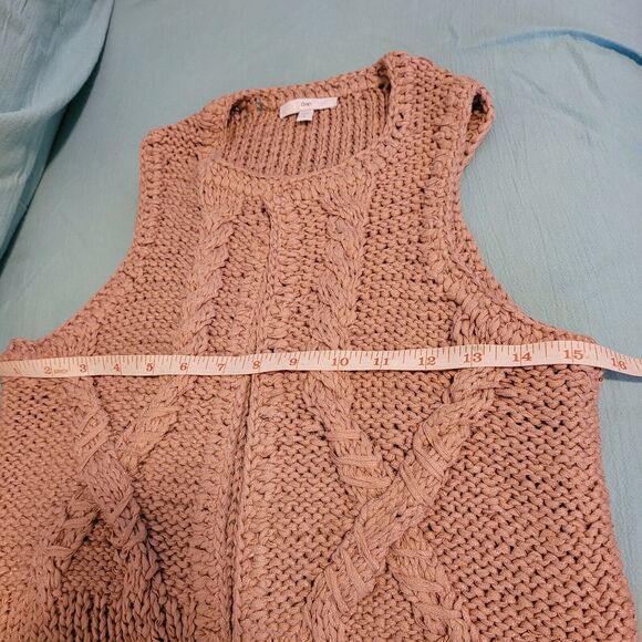 GAP Chunky Knit Sleeveless Open Cardigan Womens Size Small Handknit Camel EUC - Picture 9 of 10